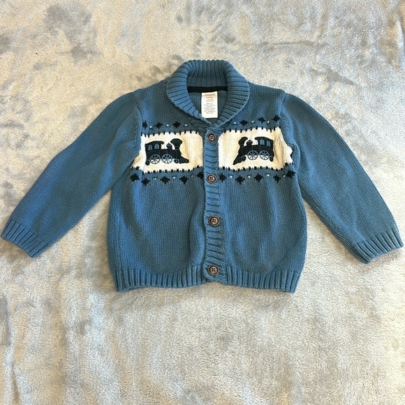 Gymboree Other - Gymboree - Blue knit button down  train cardigan. Size 18-24 months.